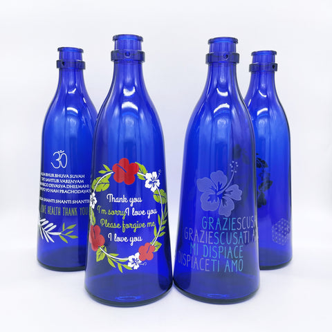 BOTTIGLIA VETRO BLU 1 litro TAPPO MECCANICO PER ACQUA SOLARIZZATA