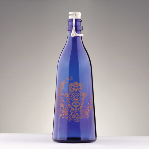 BOTTIGLIA BLU 1 litro TAPPO MECCANICO MANO DI ALO