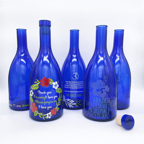 BOTTIGLIA VETRO BLU 1 litro PER ACQUA SOLARIZZATA